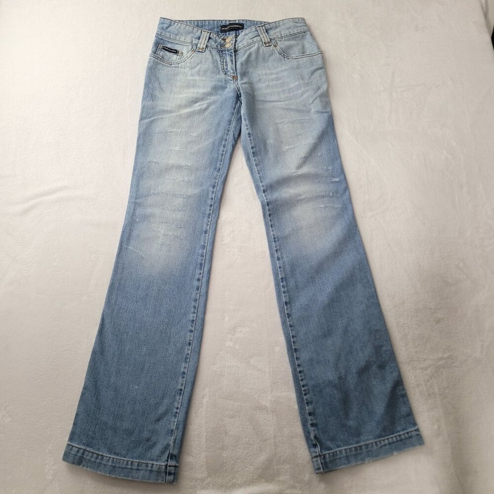 Dolce & Gabbana Women's Light Wash Low-Rise Boot Cut Jeans Size 28 Made In Italy